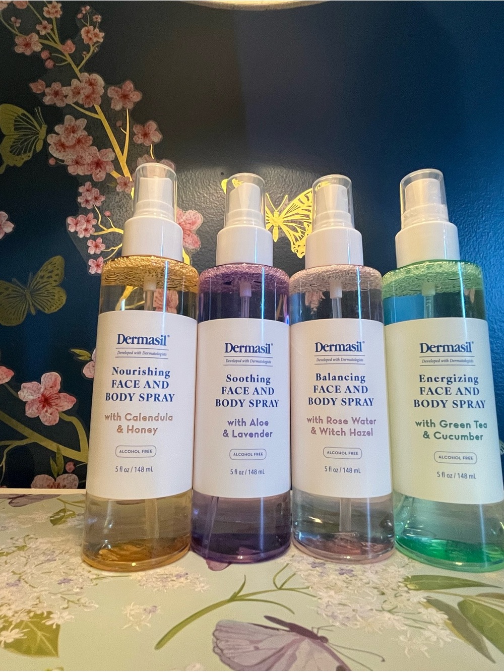 Nourishing Face & Body Spray — Green, Pink, Purple, Gold (4-Pack)